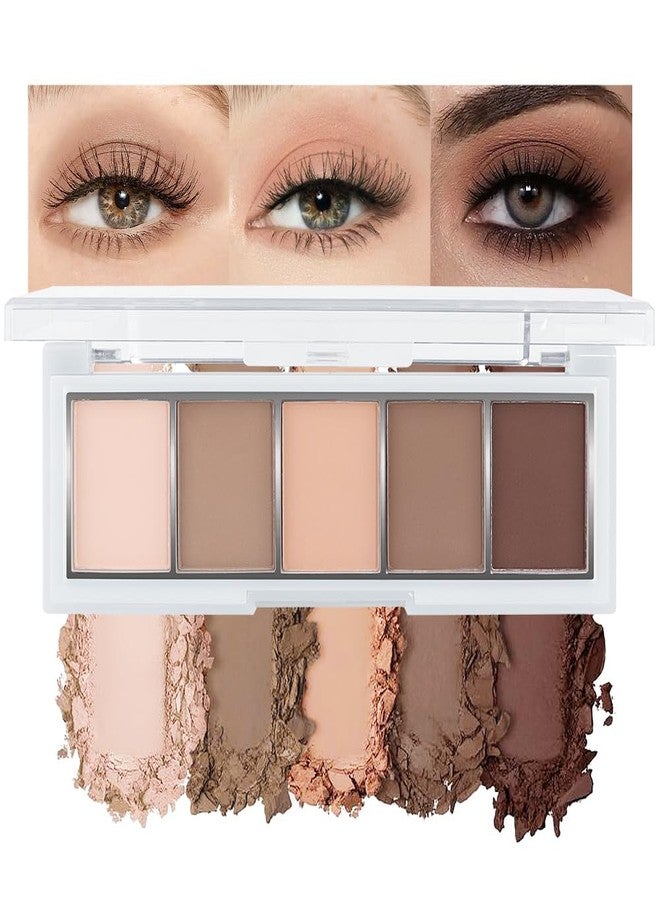 مجموعة ظلال العيون KXmzeG Nude Matte، 5 ألوان ظلال عيون محايدة باردة غير لامعة - أبيض كريمي، بيج، بني فاتح إلى داكن - لمسة نهائية مخملية، ألوان ظلال عيون عالية الصبغة (01#، عبوة من 1) - Image 1
